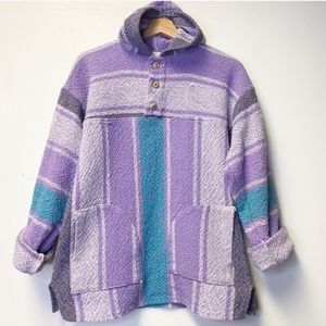 Vintage Purple Stripe Hooded Mexican Baja Jacket